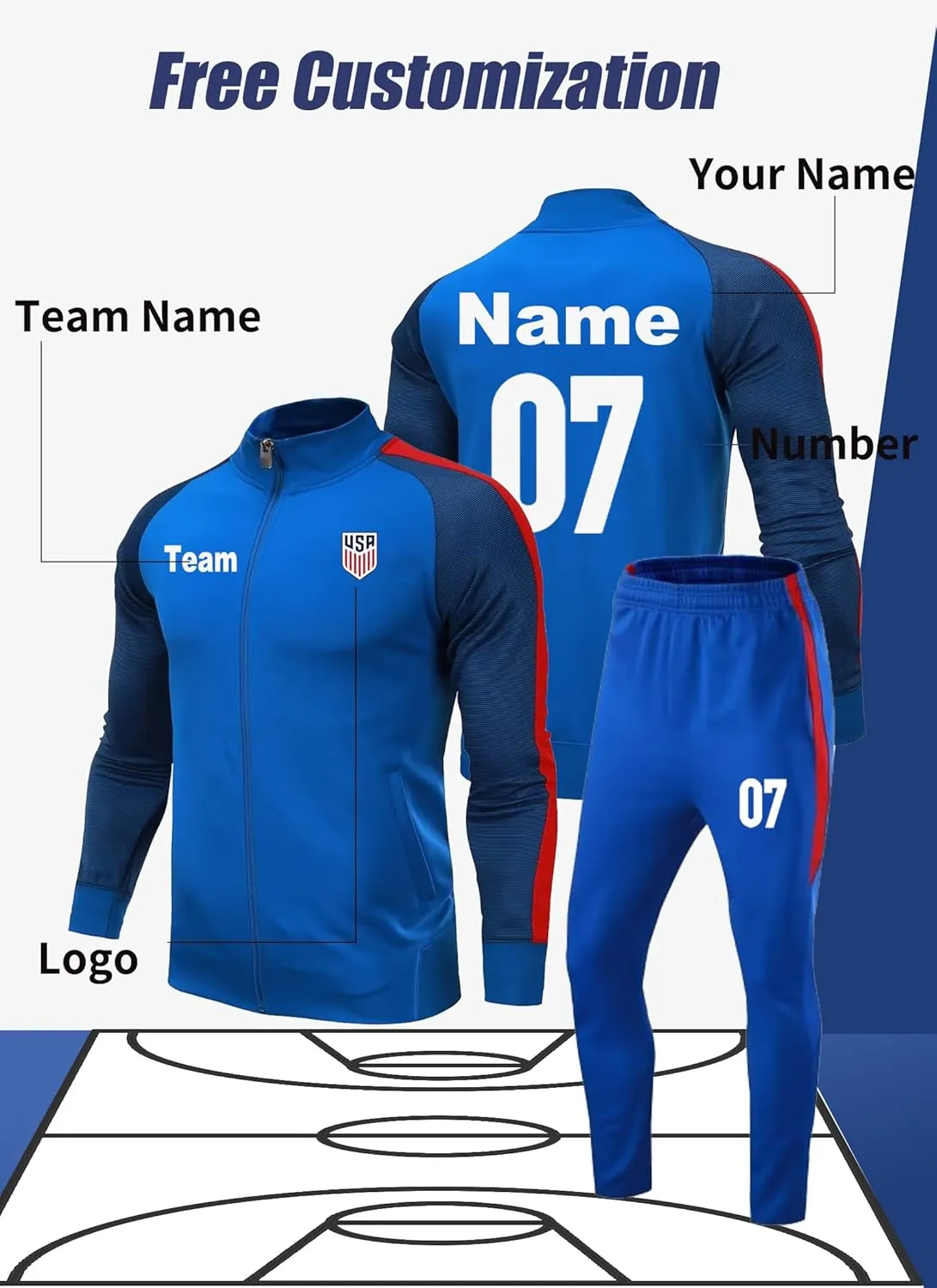 Custom Track Jackets and Pant Personalized Tracksuit Soccer Jersey with Team Name Number for Men Women Boy