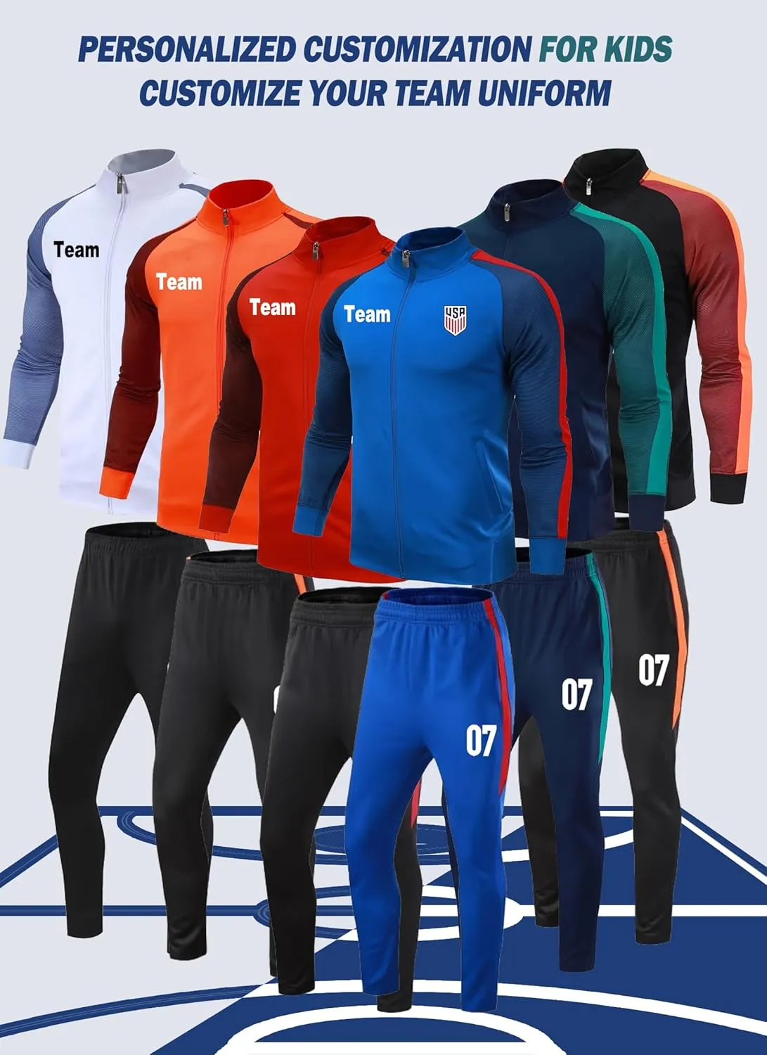 Custom Track Jackets and Pant Personalized Tracksuit Soccer Jersey with Team Name Number for Men Women Boy