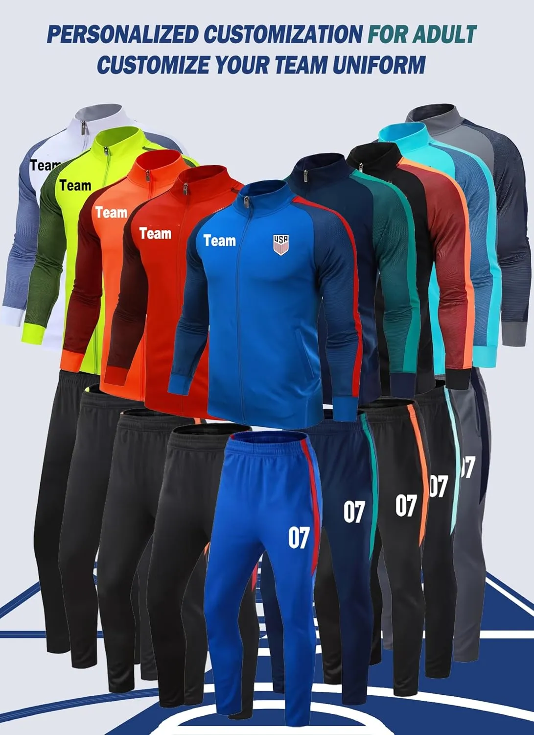 Custom Track Jackets and Pant Personalized Tracksuit Soccer Jersey with Team Name Number for Men Women Boy
