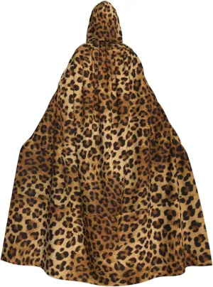Cute Leopard Print Halloween Hooded Cloak Adults Stylish Cape for Carnivals Themed Parties Cosplays