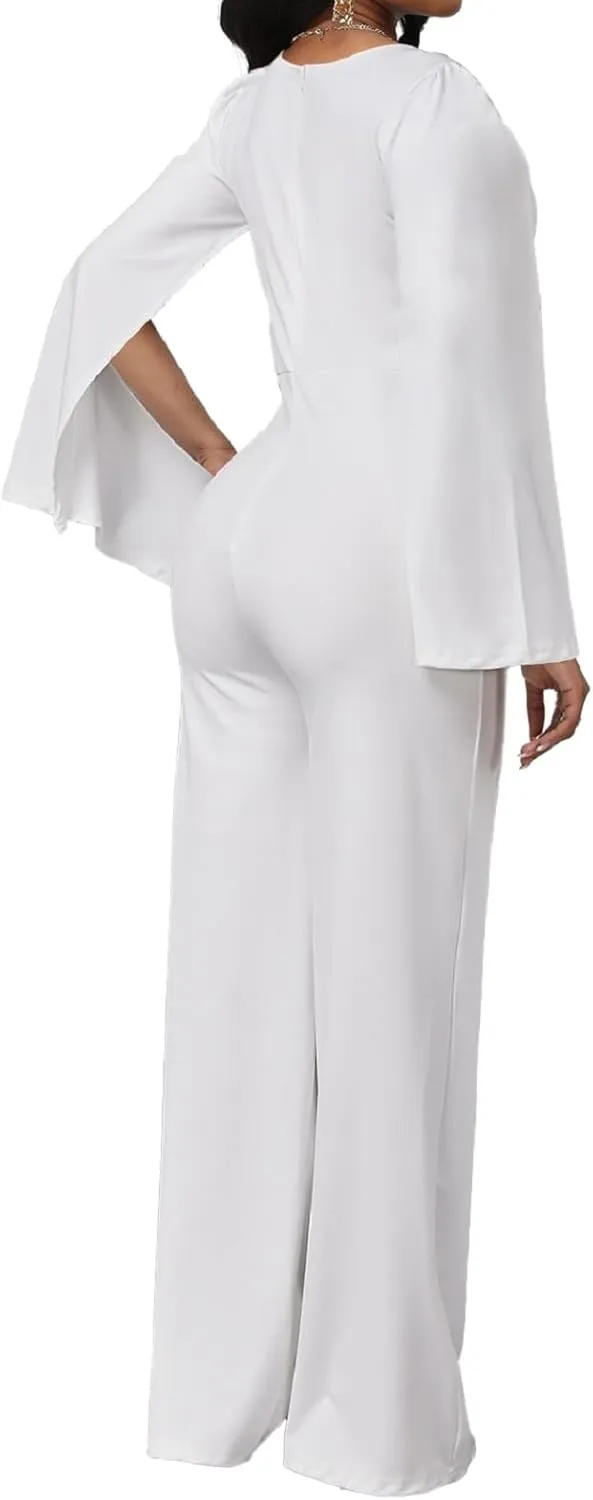 CuteCherry Women's jumpsuits Elegant Sexy Short Sleeve Casual Business Stripe Long Pants Rompers With Belt