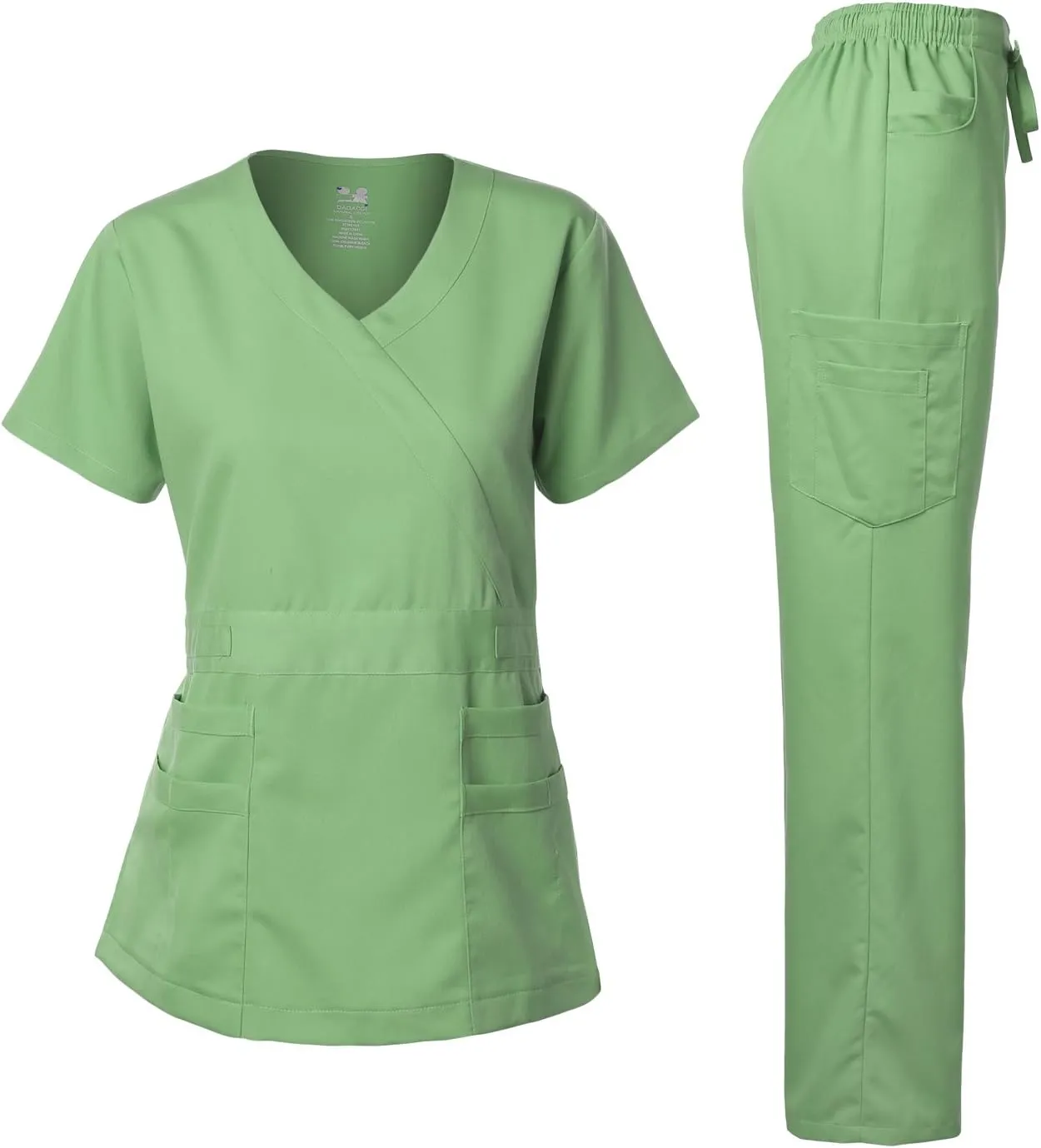 Dagacci Medical Uniform Women's Scrub Set Stretch and Soft Y-Neck Top and Pants