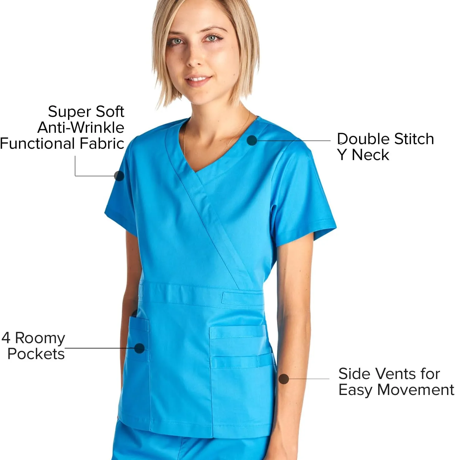 Dagacci Medical Uniform Women's Scrub Set Stretch and Soft Y-Neck Top and Pants