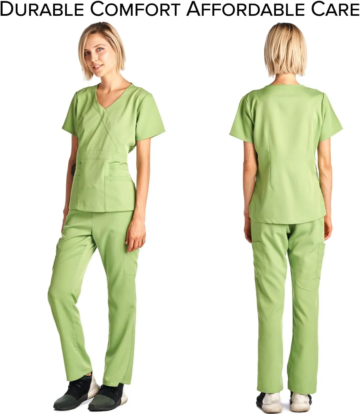 Dagacci Medical Uniform Women's Scrub Set Stretch and Soft Y-Neck Top and Pants