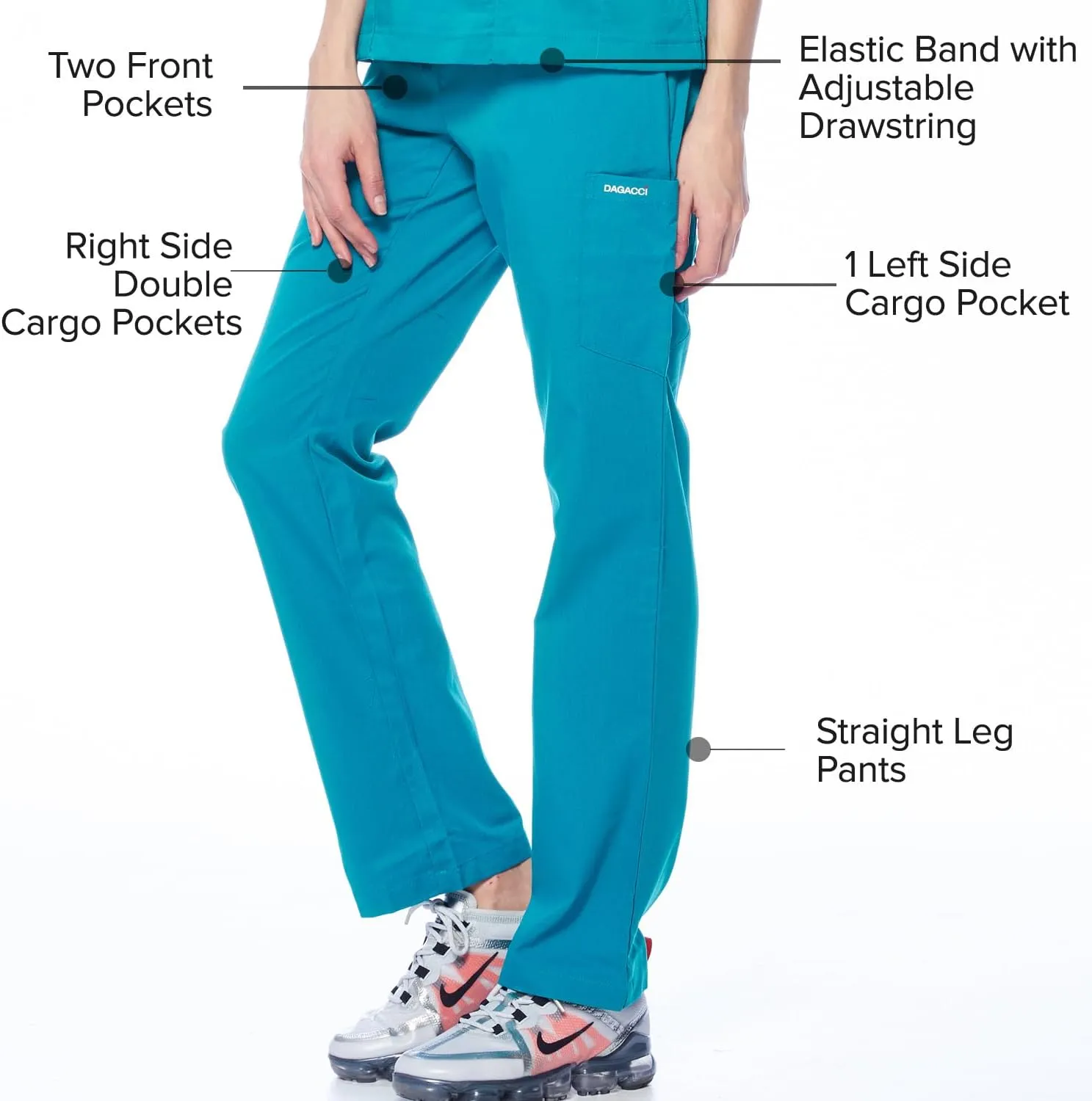 Dagacci Medical Uniform Women's Scrub Set Stretch and Soft Y-Neck Top and Pants