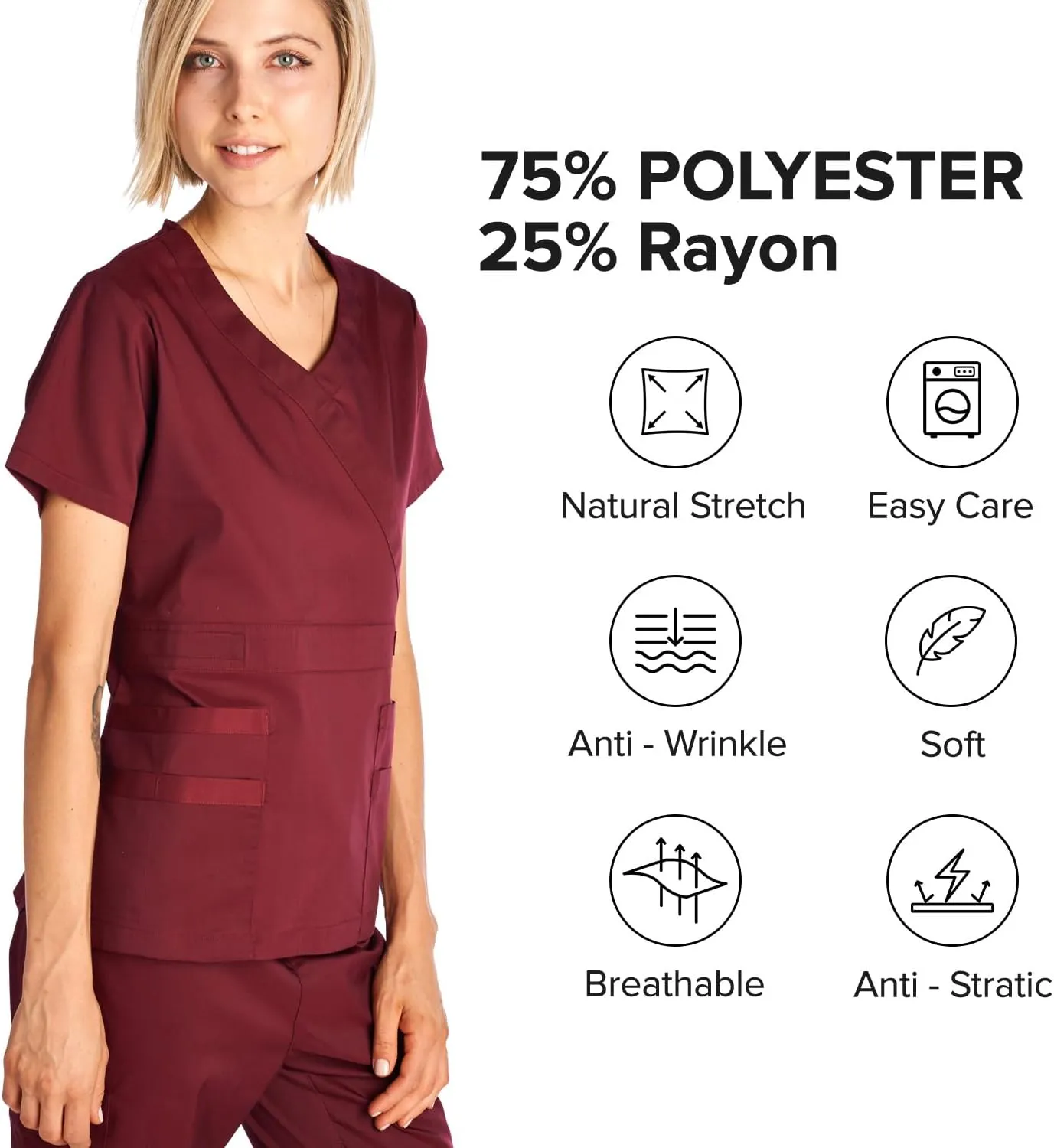 Dagacci Medical Uniform Women's Scrub Set Stretch and Soft Y-Neck Top and Pants