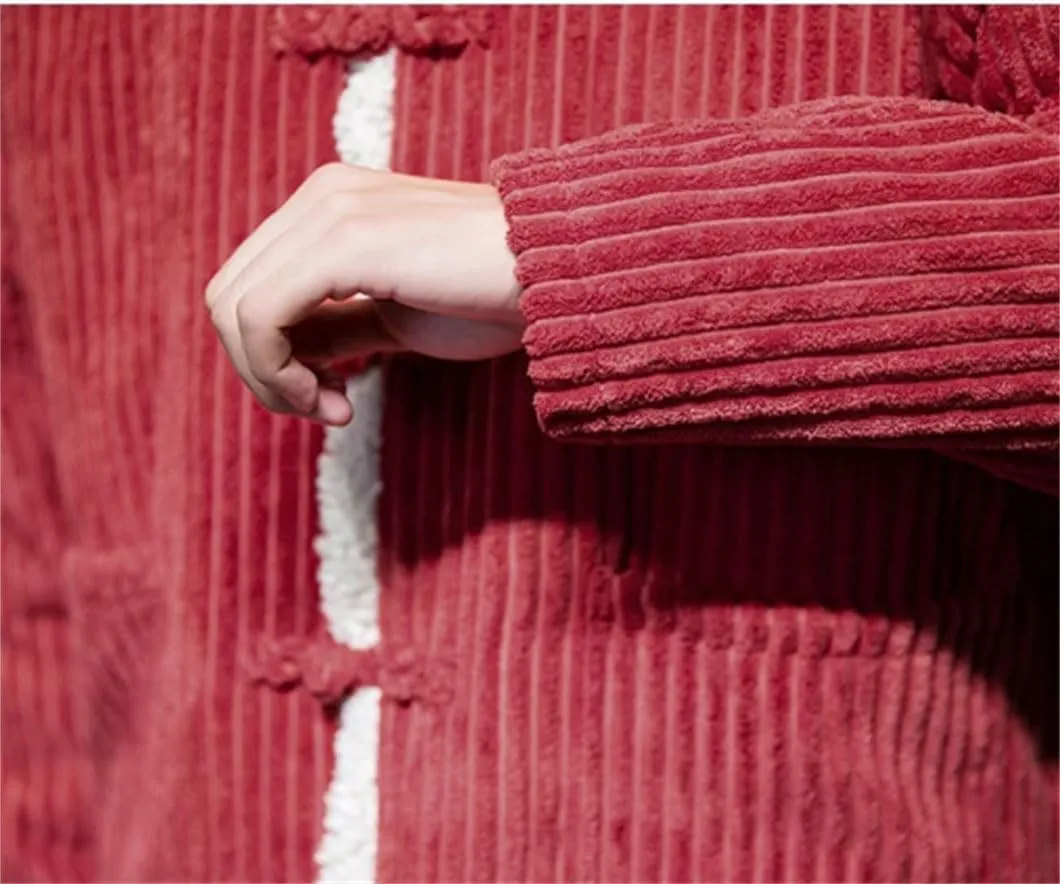DBFBDTU Men Thickened Corduroy Cotton Padded Jacket Coat Stand Collar Warm Year Holiday Party Jacket