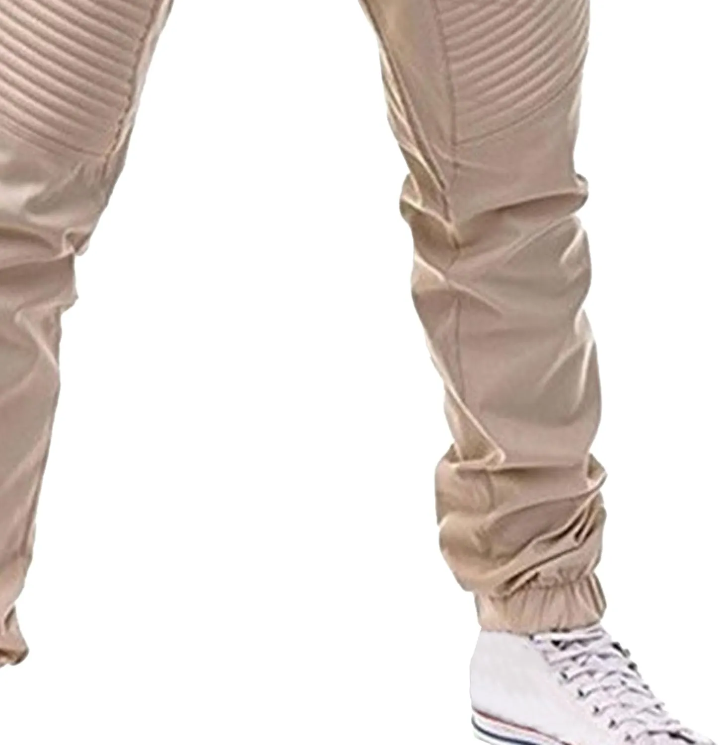 DGHM-JLMY Men's Twill Jogger Pants Elastic Waist Cotton Casual Cargo Pants Soft Stretch Slim Fit Tapered Trousers