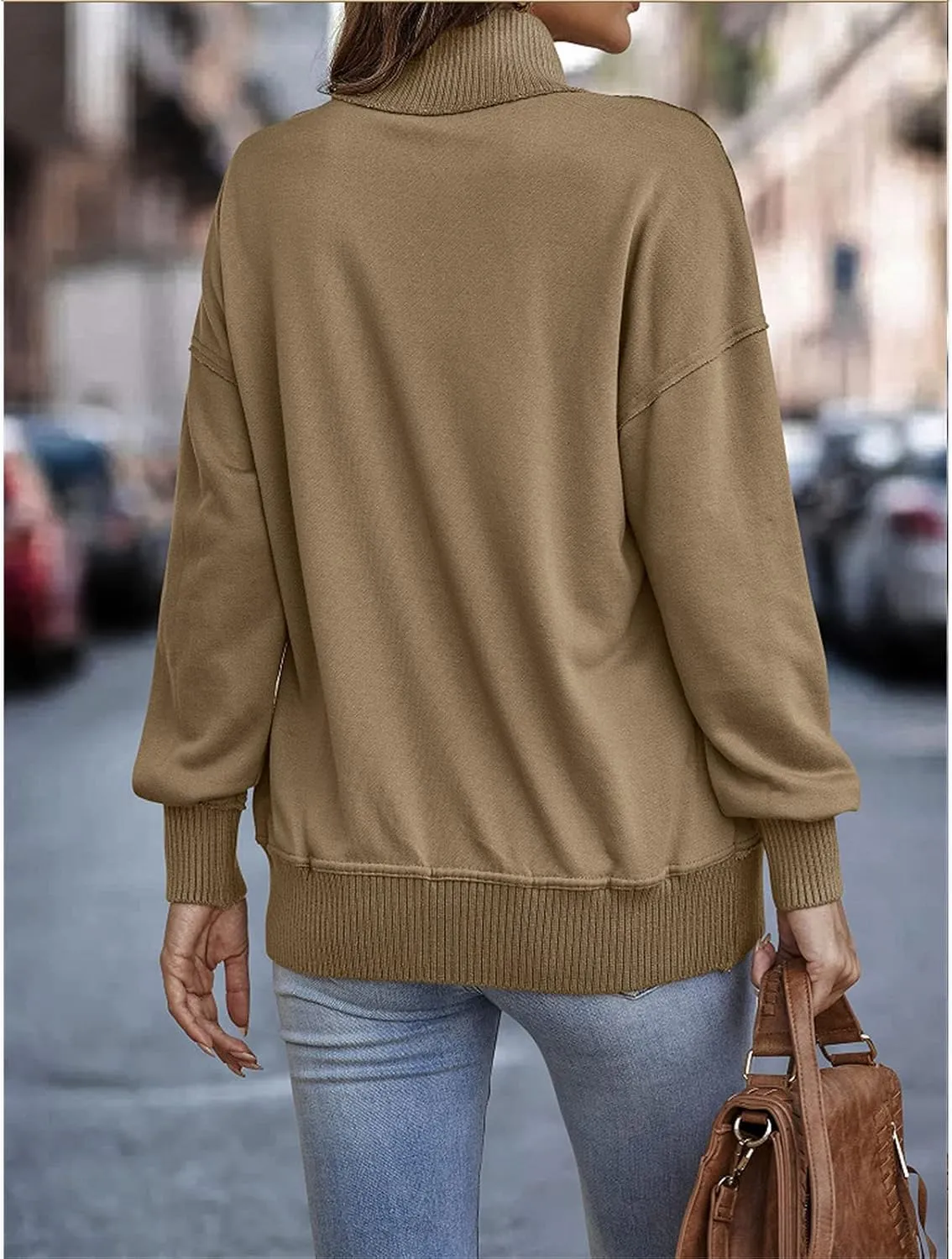DGHM-JLMY Women's Button Fashion Street Sweater Long Sleeve Oversized Hooded Sweatshirt With Pockets Henley Hoodies Pullover