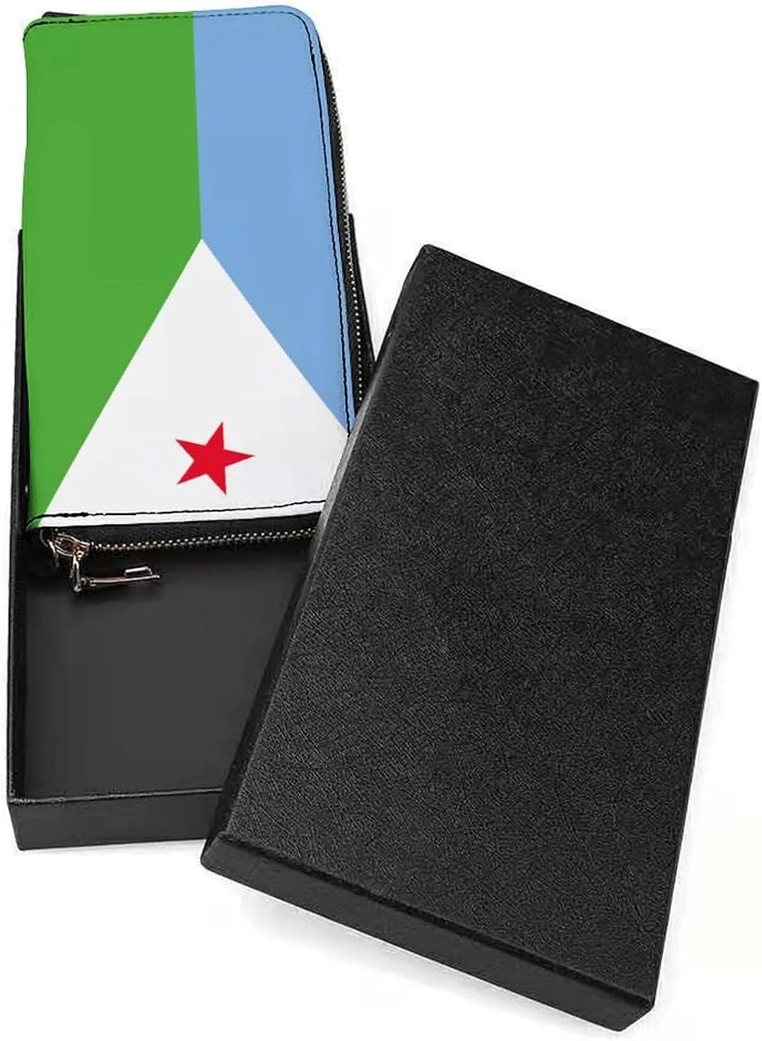 Djiboutian Flag Long Purse with Removable Wristlet Stylish PU Leather Zipper Wallet for Women Men