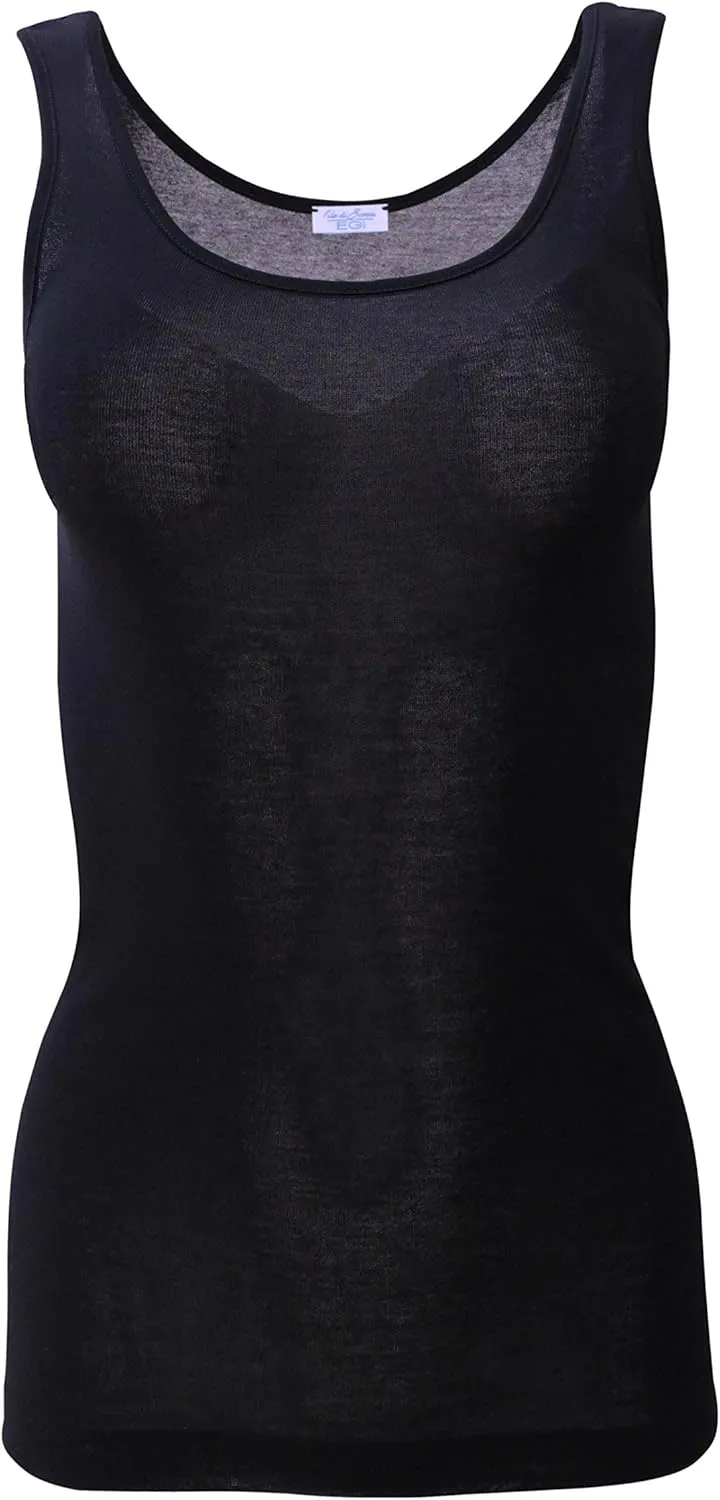 EGI  Luxury 100% "Filo di Scozia Cotton Women's Tank Camisole (S - XXXL). Proudly Made in Italy.