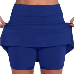 Elastic Yoga Skorts for Women Solid Color Athletic Tennis Shorts Lightweight Tummy Control Floral Print 2025 Skort Trendy