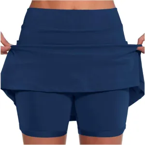 Elastic Yoga Skorts for Women Solid Color Athletic Tennis Shorts Lightweight Tummy Control Floral Print 2025 Skort Trendy