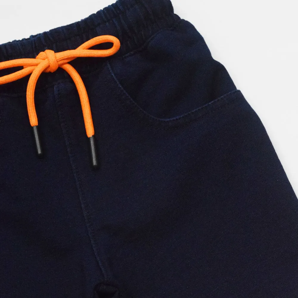 Elasticated Waist Denim Shorts- Navy Blue