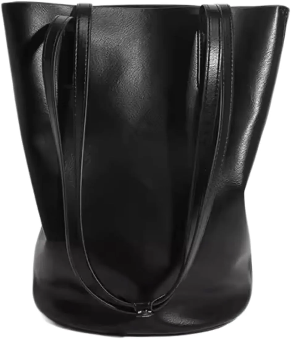 Elegant Women's Bucket Bag Pu Leather Shoulder Crossbody Bag Stylish Design Hobo Bag Purse