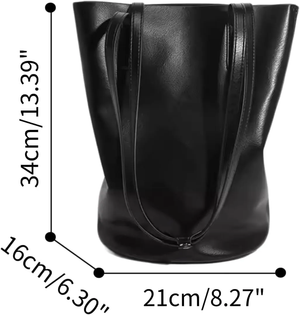 Elegant Women's Bucket Bag Pu Leather Shoulder Crossbody Bag Stylish Design Hobo Bag Purse