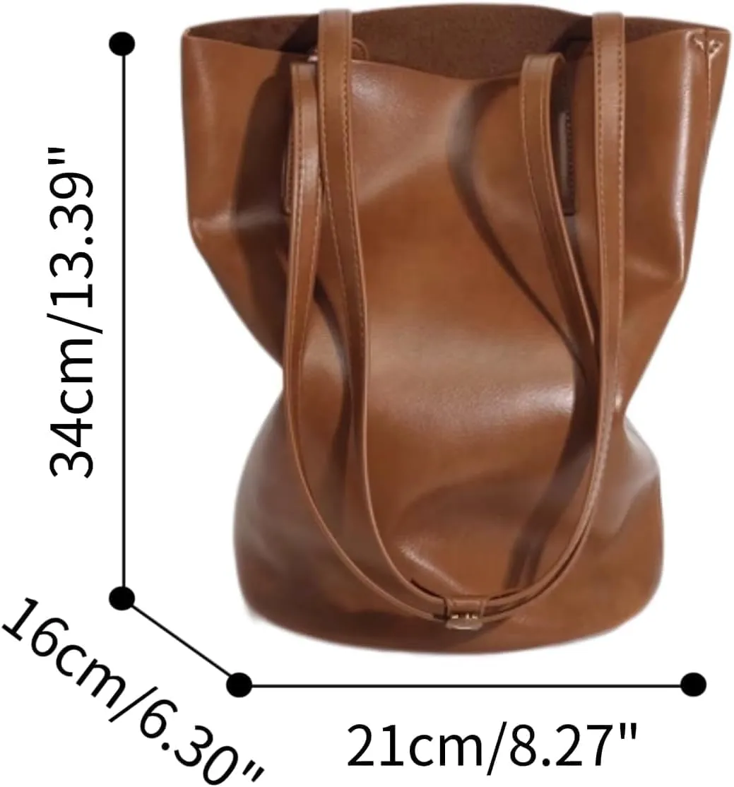 Elegant Women's Bucket Bag Pu Leather Shoulder Crossbody Bag Stylish Design Hobo Bag Purse