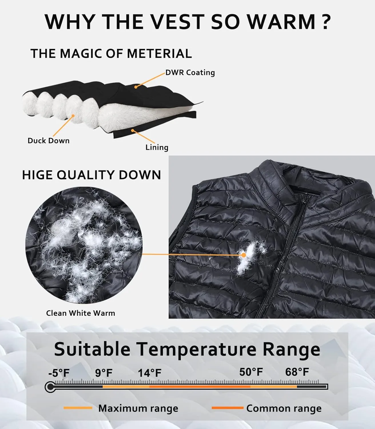 ELFJOY Long Puffer Vest Women Winter Ultra Light Long Down Vest with Stand Collar Black Womens Vests Outerwear