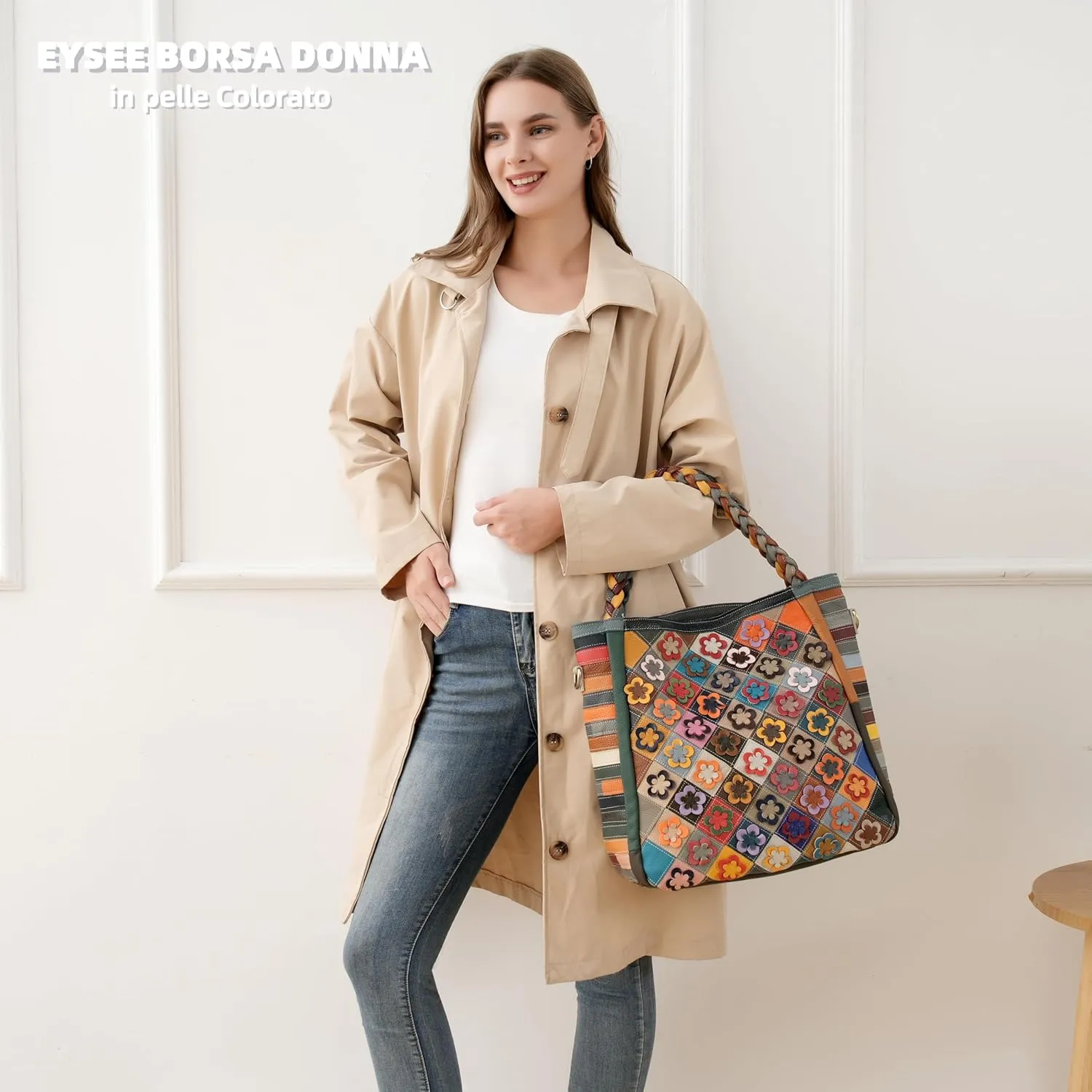 Eysee handbag women leather with large capacity, stylish shoulder bag, shopper Hobo bag women