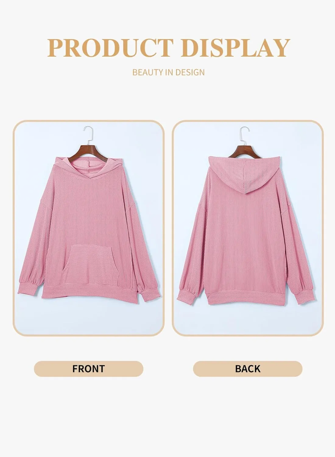 Eytino Women Plus Size Sweatshirt Casual Solid Long Sleeve Pullover Hoodies Tops with Pockets(1X-5X)