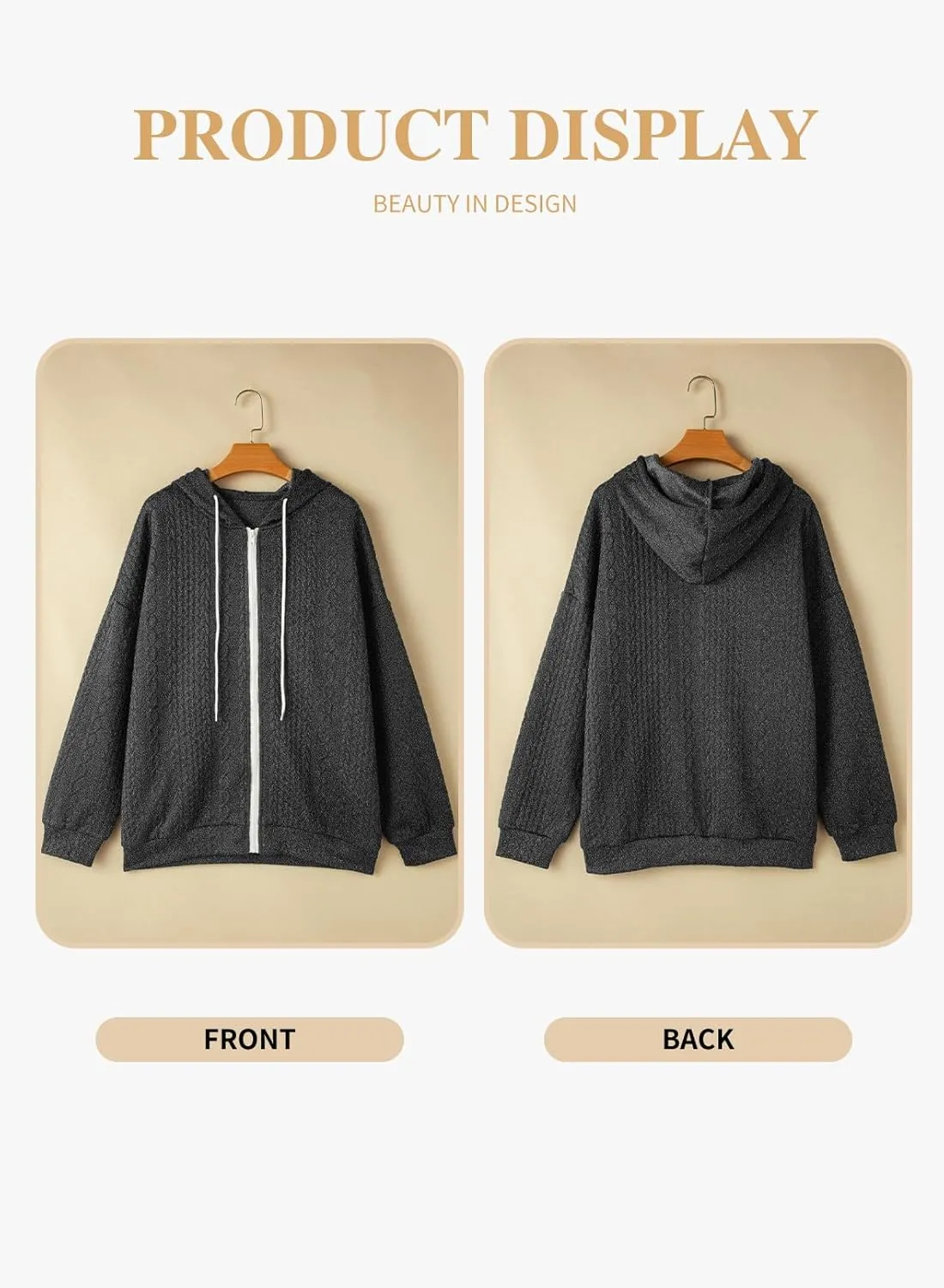 Eytino Womens Plus Size Hoodies Sweatshirt Long Sleeve Zip Up Drawstring Jacket Coat Outwear with Pocket(1X-5X)