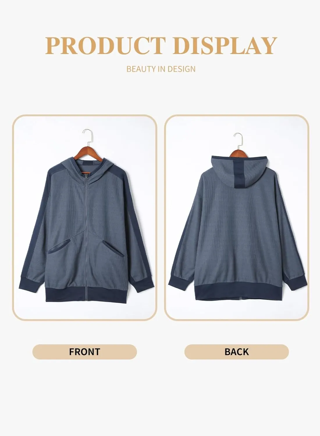 Eytino Womens Plus Size Long Sleeve Zip Up Oversized Casual Hoodies Sweatshirt Jackets with Pockets(1X-5X)