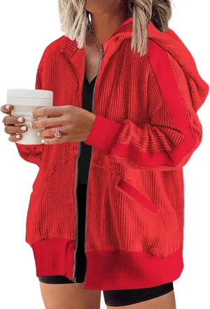 Eytino Womens Plus Size Long Sleeve Zip Up Oversized Casual Hoodies Sweatshirt Jackets with Pockets(1X-5X)