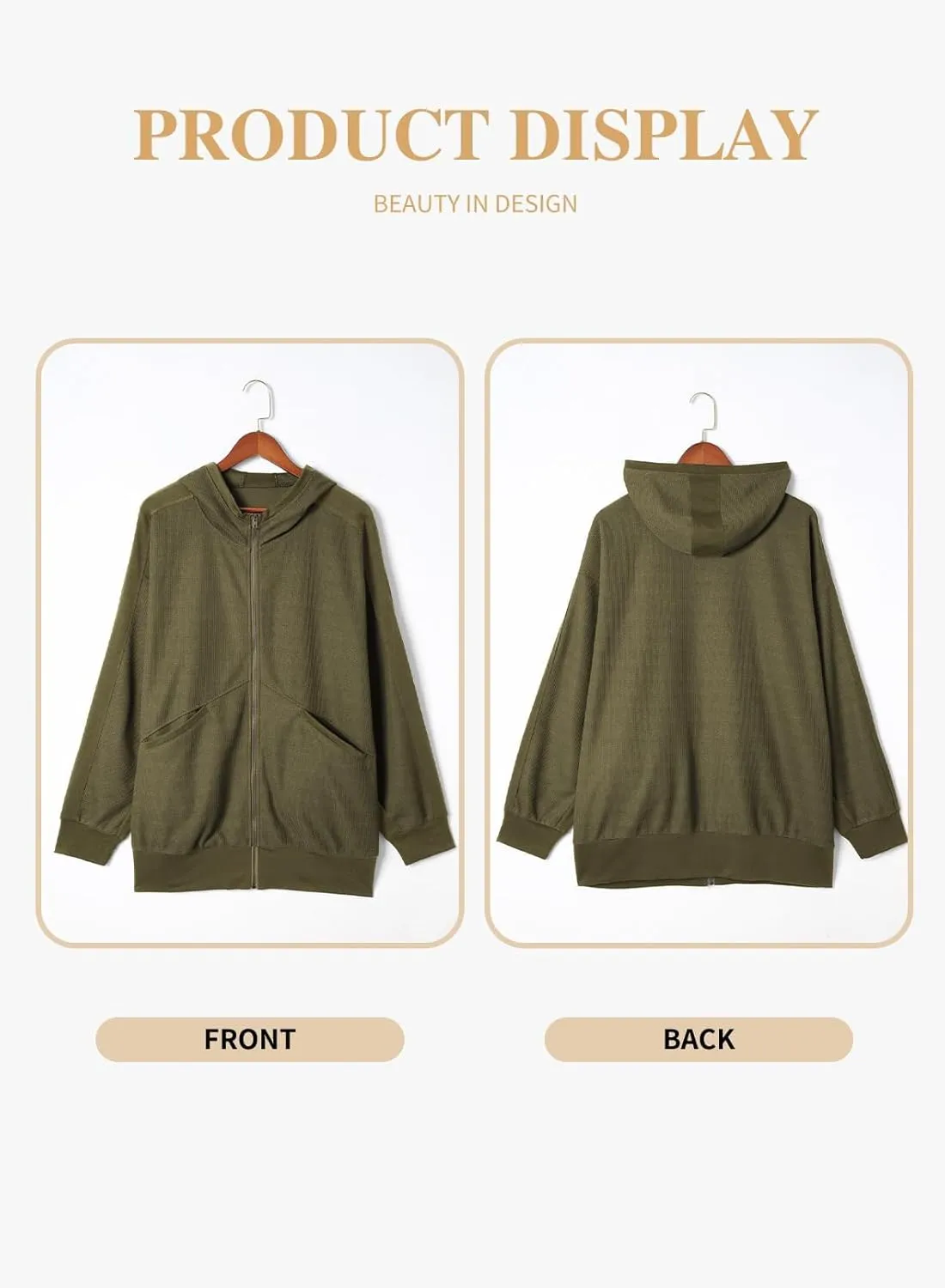 Eytino Womens Plus Size Long Sleeve Zip Up Oversized Casual Hoodies Sweatshirt Jackets with Pockets(1X-5X)