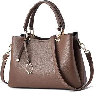Fashion Vegan Leather Satchel Handbag for Women - Stylish Crossbody Bag & Top Handle Tote Purse