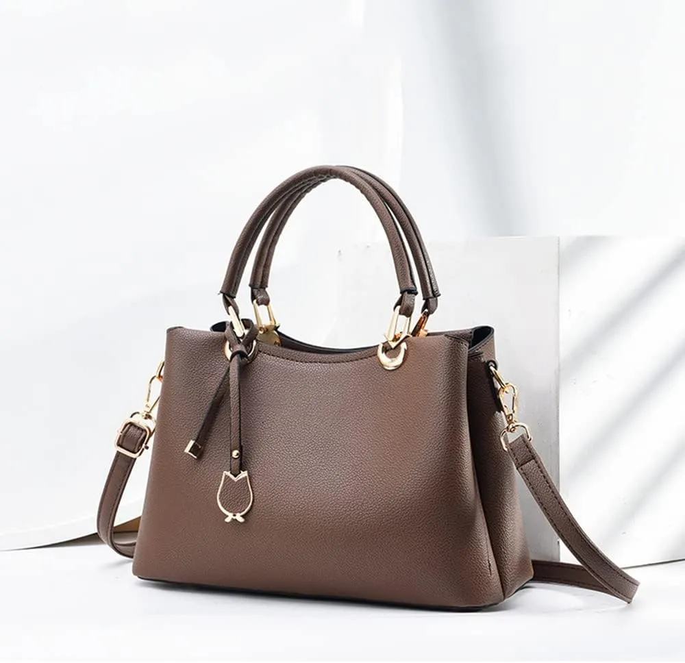 Fashion Vegan Leather Satchel Handbag for Women - Stylish Crossbody Bag & Top Handle Tote Purse