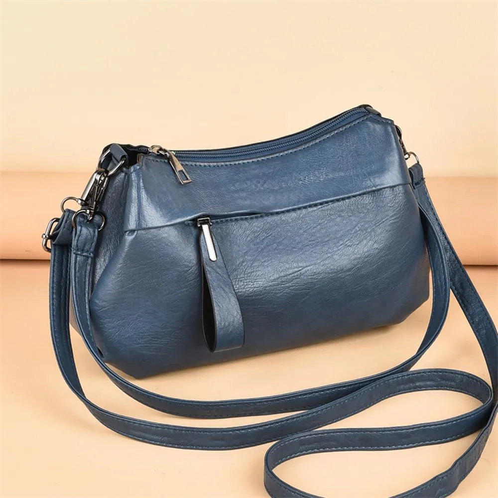 Fashionable Soft Leather Crossbody Bag for Women - Large Capacity Hobo Purse, Stylish Shoulder Messenger Satchel (Black)