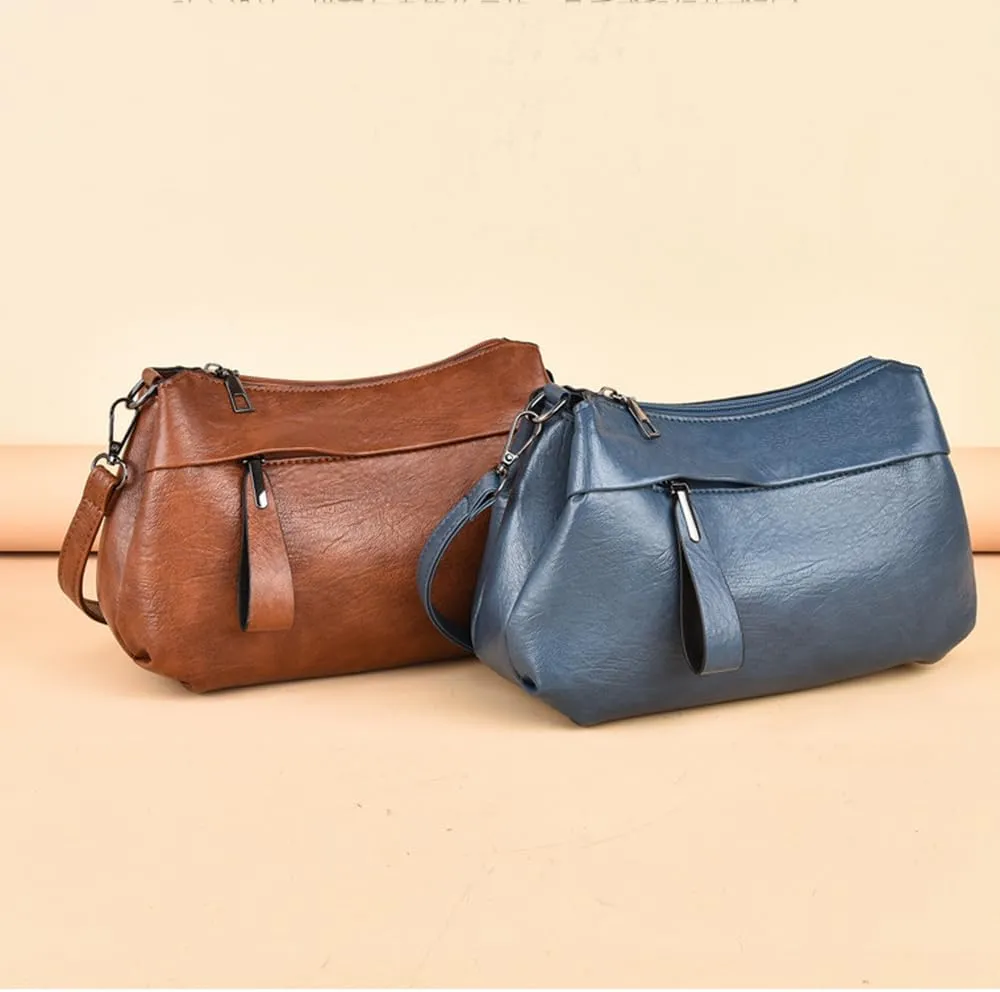 Fashionable Soft Leather Crossbody Bag for Women - Large Capacity Hobo Purse, Stylish Shoulder Messenger Satchel (Black)