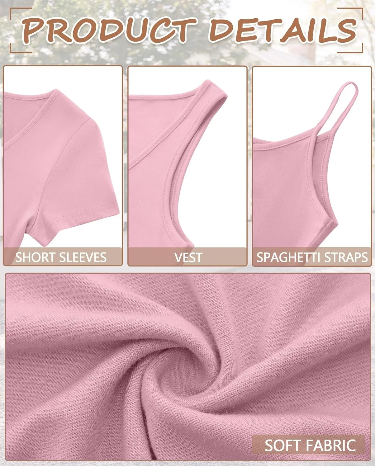 Ficerd 3 Pack Women's Cotton Tops Scoop Neck Short Sleeve T Shirt Summer Slim Fit Tank Top Basic Tight Camisole Tank