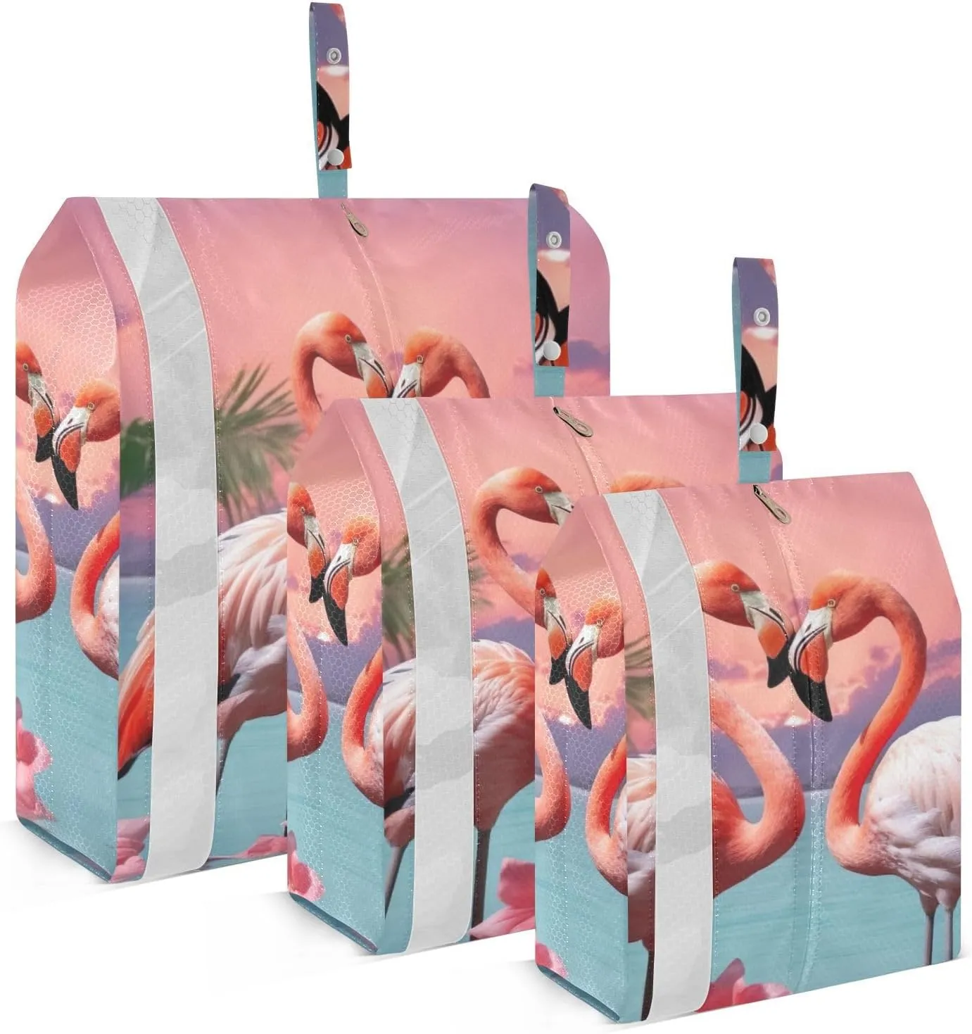 Flamingos Compression Packing Cubes, 3pcs Compressible Expandable Travel Packing Organizer, Travel Cubes for Suitcase Carry On