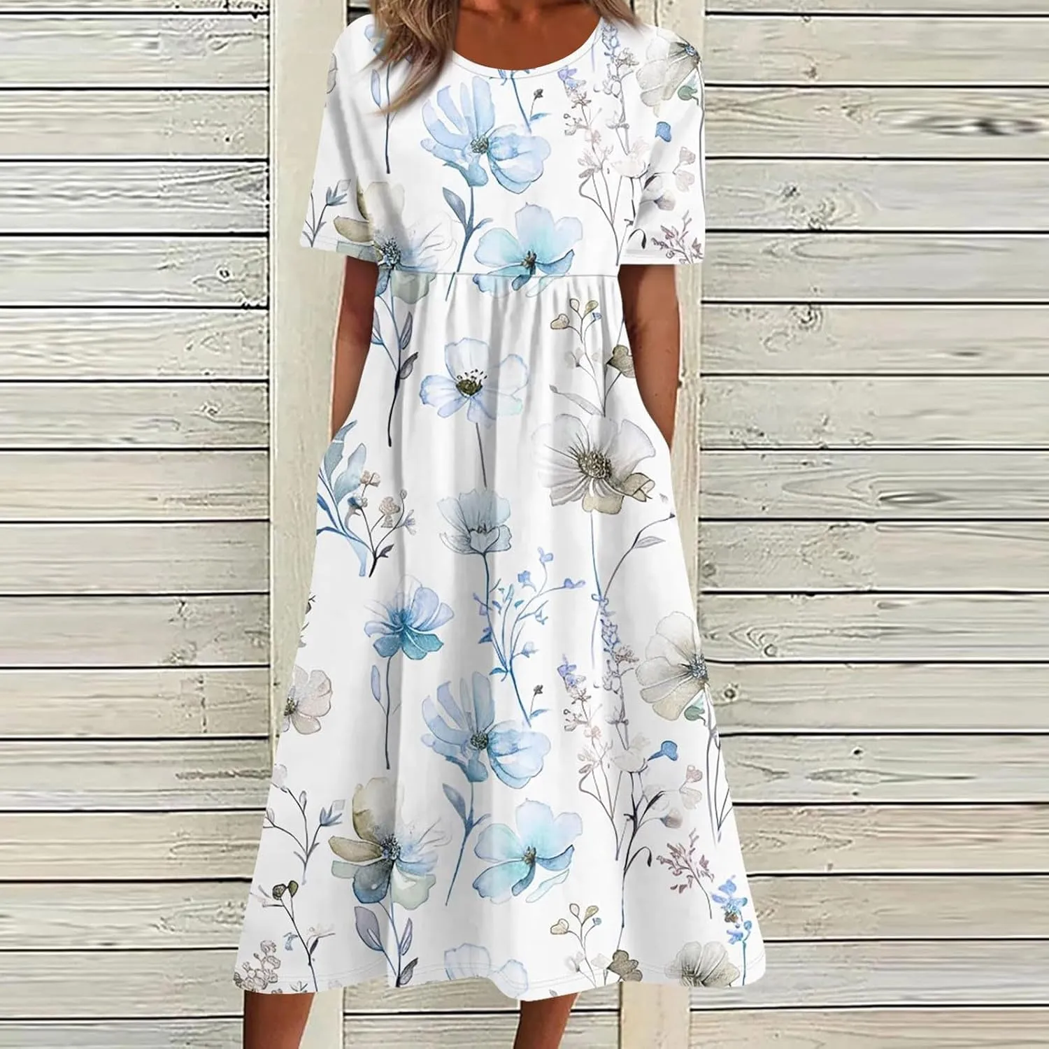 Floral Maxi Dress for Women Short Sleeve Casual Summer Dresses A Line Ruffle Beach Sundress Trendy Boho Clothes