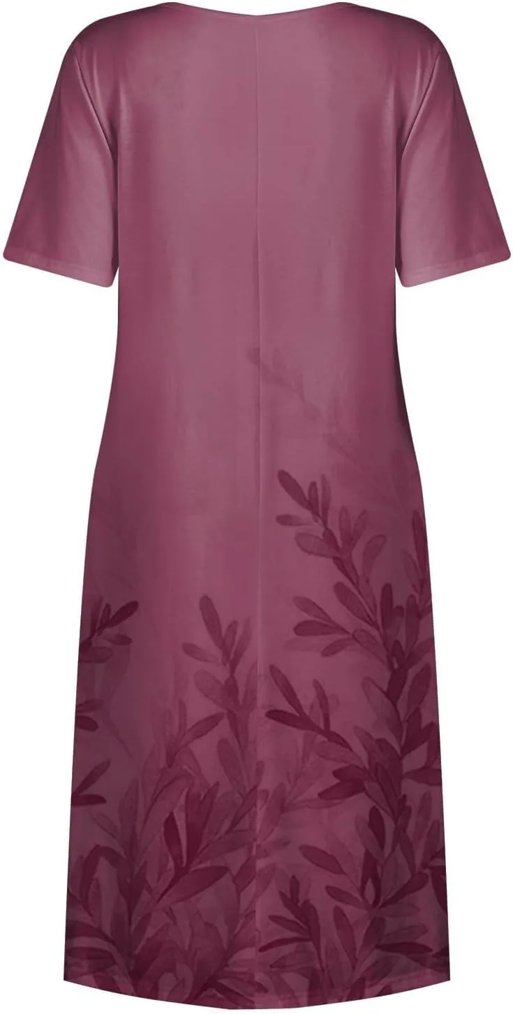 Floral Maxi Dress for Women Short Sleeve Casual Summer Dresses A Line Ruffle Beach Sundress Trendy Boho Clothes