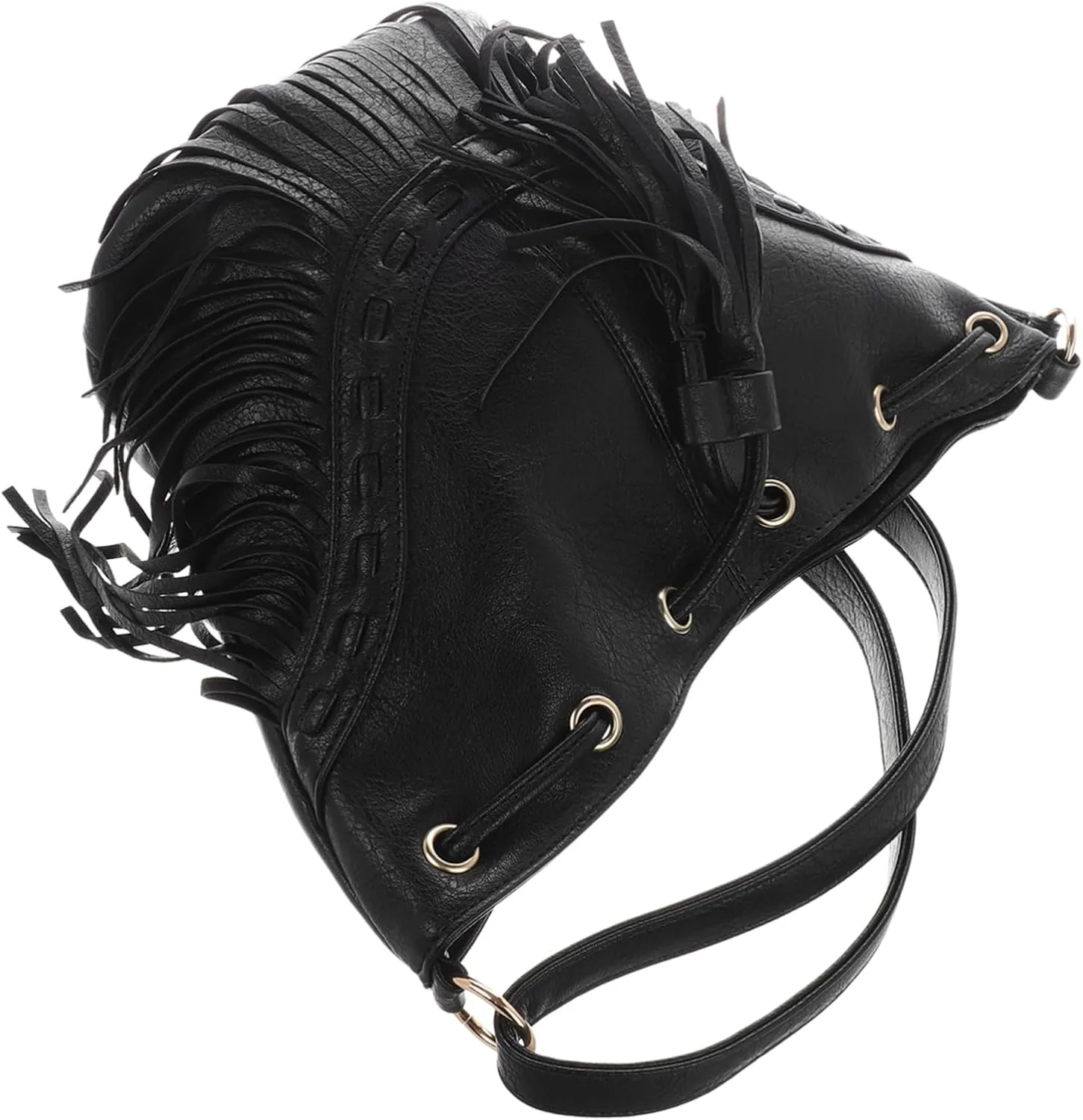 FRCOLOR Elegant Women's Tassel Bucket Bag Stylish Crossbody Purse Handbag for Outdoor and Evening