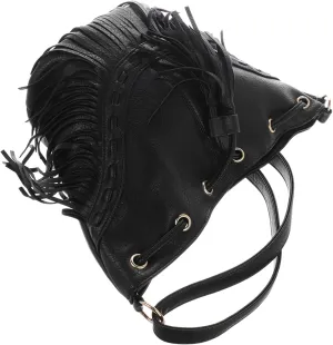 FRCOLOR Elegant Women's Tassel Bucket Bag Stylish Crossbody Purse Handbag for Outdoor and Evening