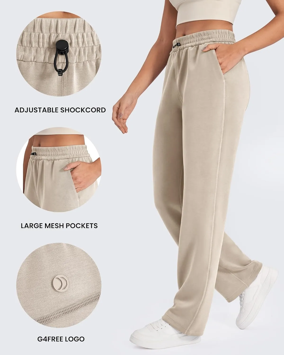 G4Free Smoofit Wide Leg Sweatpants Yoga Pants with Pockets Drawcord Casual Lounge Pants Modal Soft Petite/Regular/Tall