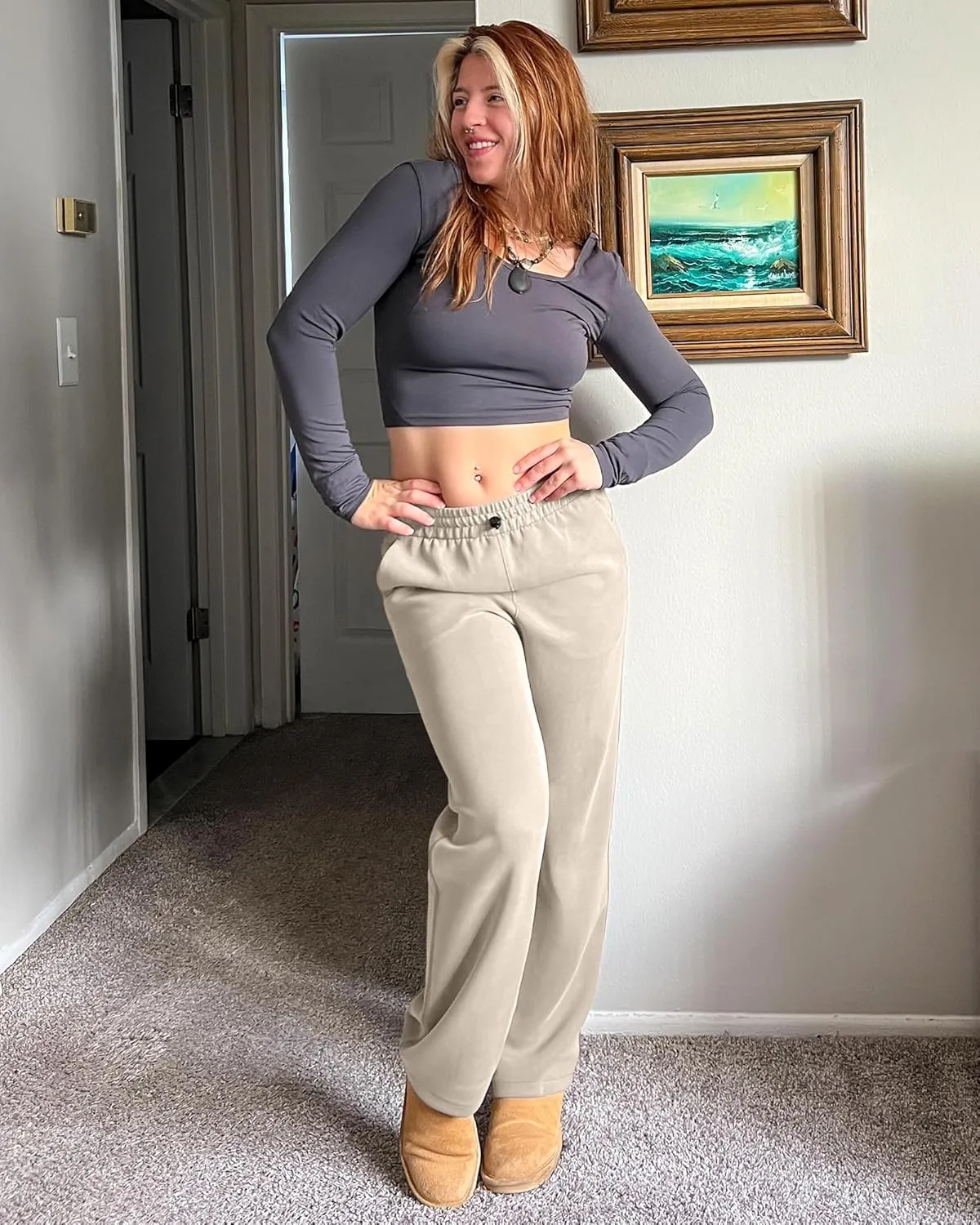 G4Free Smoofit Wide Leg Sweatpants Yoga Pants with Pockets Drawcord Casual Lounge Pants Modal Soft Petite/Regular/Tall