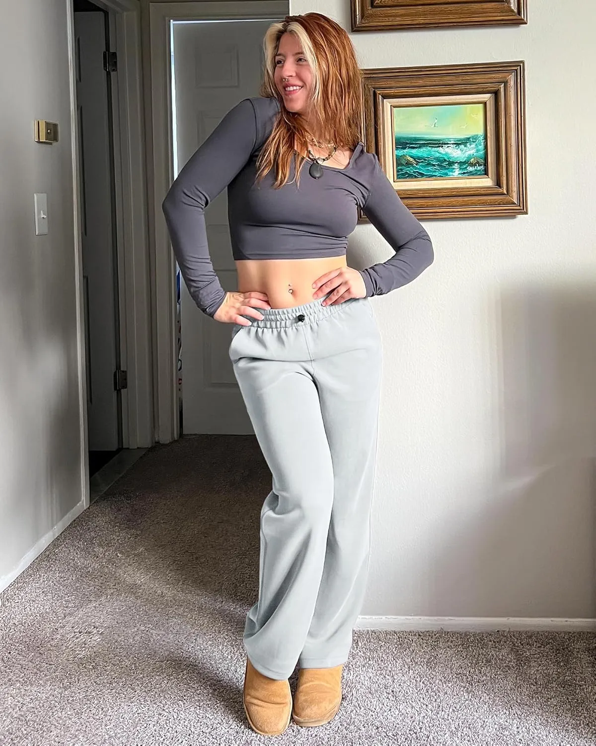 G4Free Smoofit Wide Leg Sweatpants Yoga Pants with Pockets Drawcord Casual Lounge Pants Modal Soft Petite/Regular/Tall