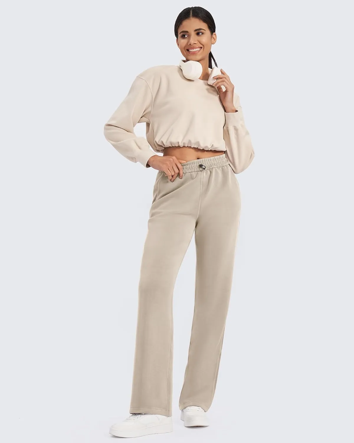 G4Free Smoofit Wide Leg Sweatpants Yoga Pants with Pockets Drawcord Casual Lounge Pants Modal Soft Petite/Regular/Tall