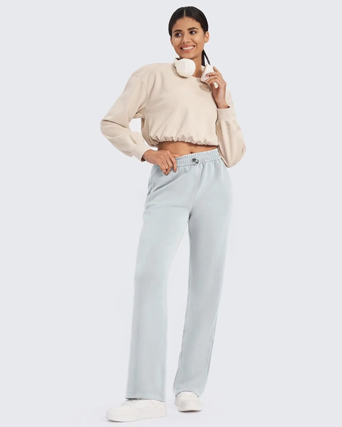 G4Free Smoofit Wide Leg Sweatpants Yoga Pants with Pockets Drawcord Casual Lounge Pants Modal Soft Petite/Regular/Tall
