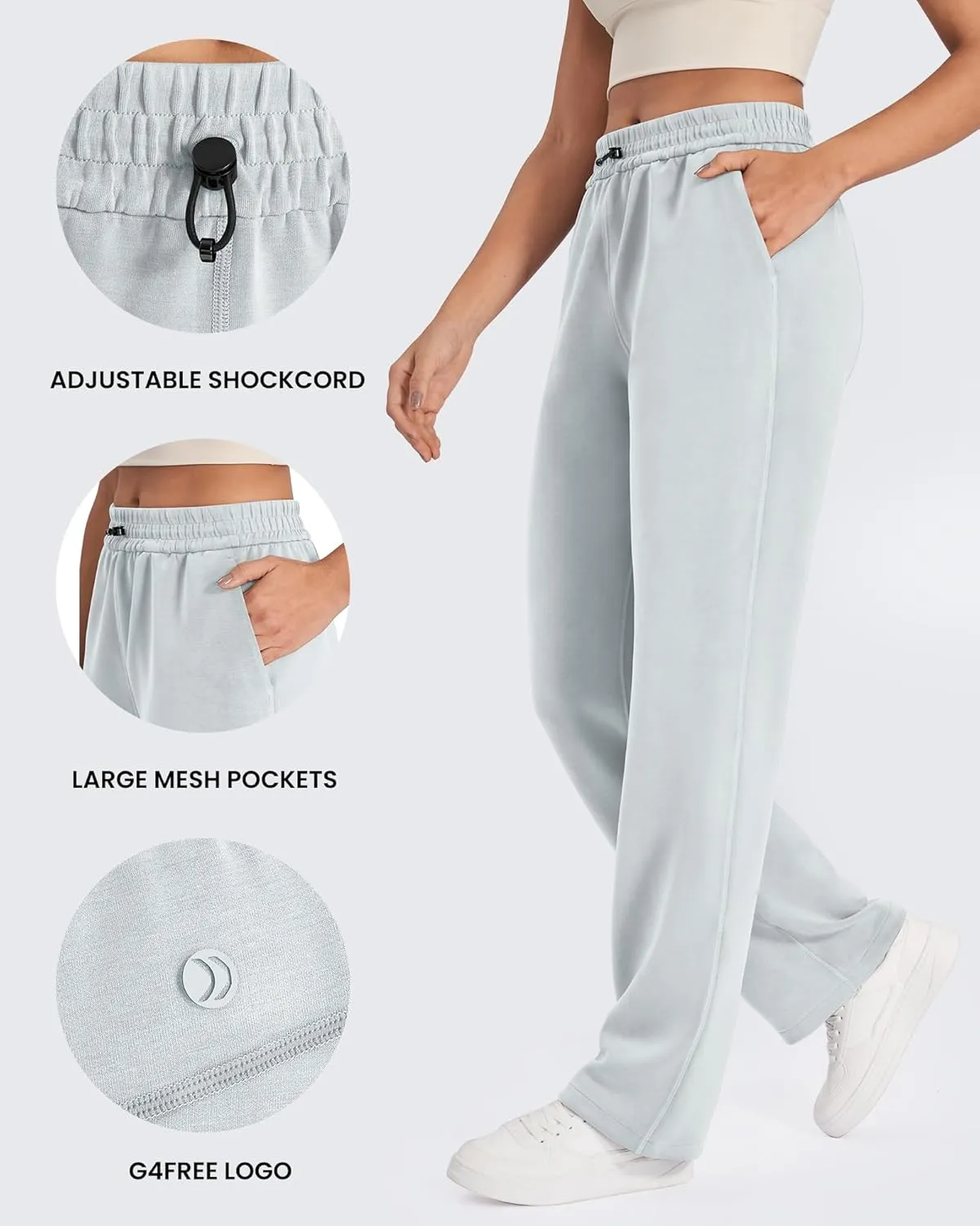 G4Free Smoofit Wide Leg Sweatpants Yoga Pants with Pockets Drawcord Casual Lounge Pants Modal Soft Petite/Regular/Tall