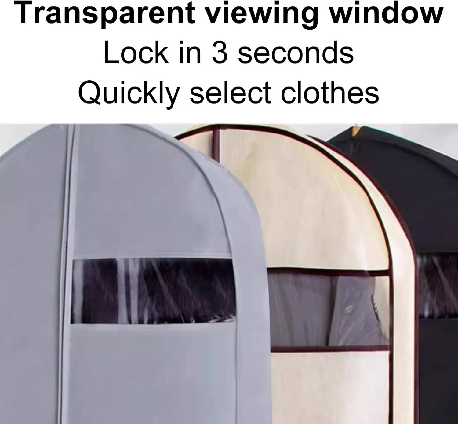 Garment Bags for Hanging Clothes, Garment Covers with Transparent Window, Suitable for Down Jackets, fur Coats, Thick Clothing(Gray,60x10x120cm/24x4inx51in)