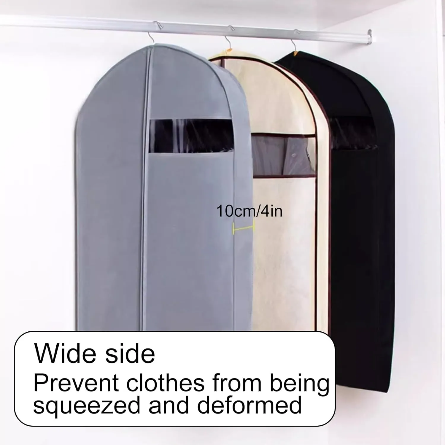 Garment Bags for Hanging Clothes, Garment Covers with Transparent Window, Suitable for Down Jackets, fur Coats, Thick Clothing(Gray,60x10x120cm/24x4inx51in)