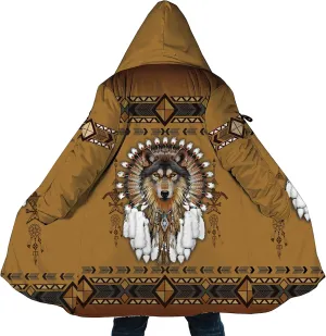 Generic Personalized Name Wolf Native American Pattern Prints Unisex All Over Prints Hoodie Cloak, Custom Costume Cloak for Adults, Coat Jacket Uniform for Men And Women Holiday, Stage Costumes