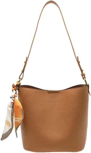 Genuine Leather Bucket Crossbody Bags for Women - Stylish Hobo Purses & Handbags - 2PCS Set in Yellow