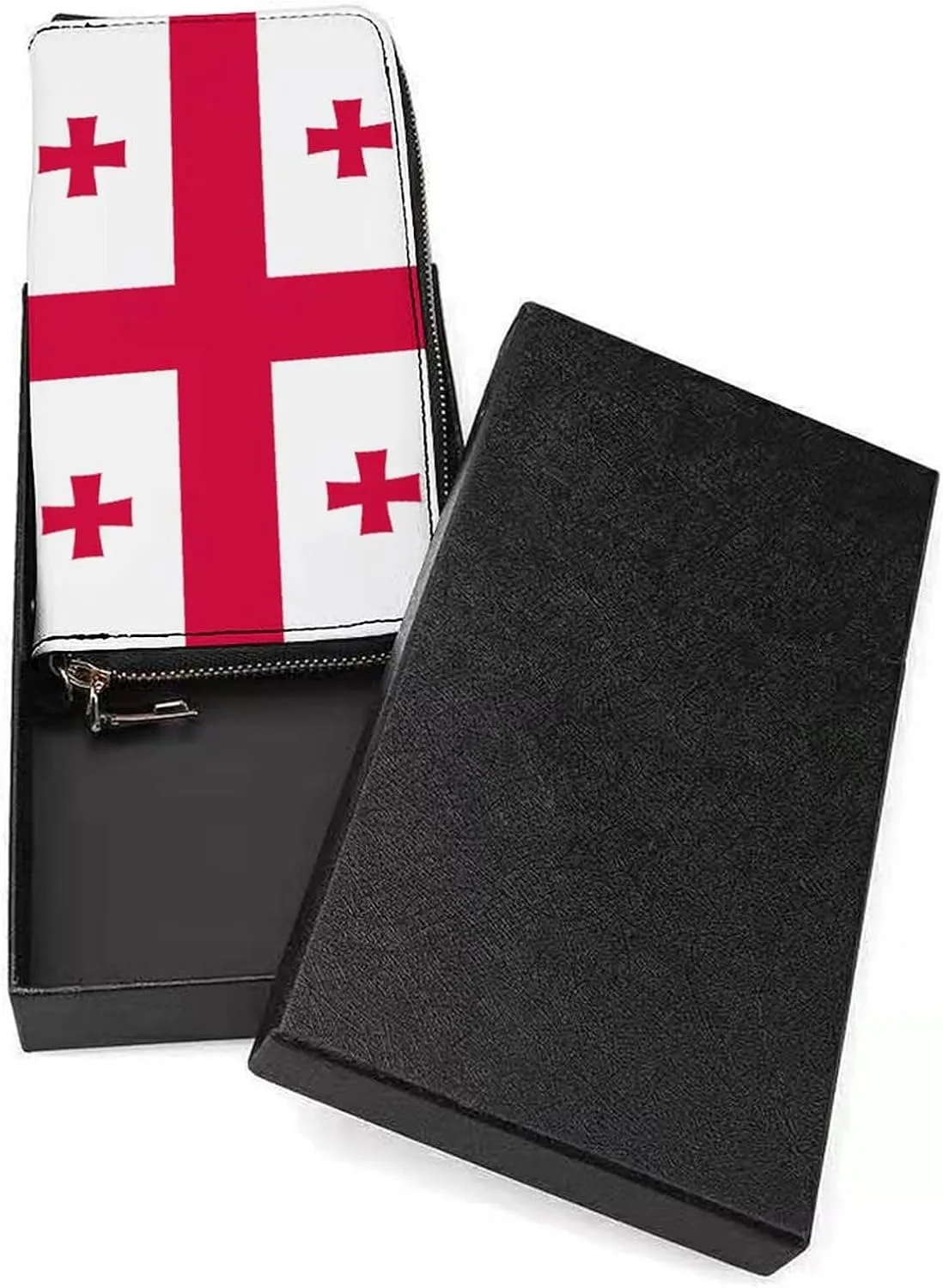 Georgia Flag Long Purse with Removable Wristlet Stylish PU Leather Zipper Wallet for Women Men