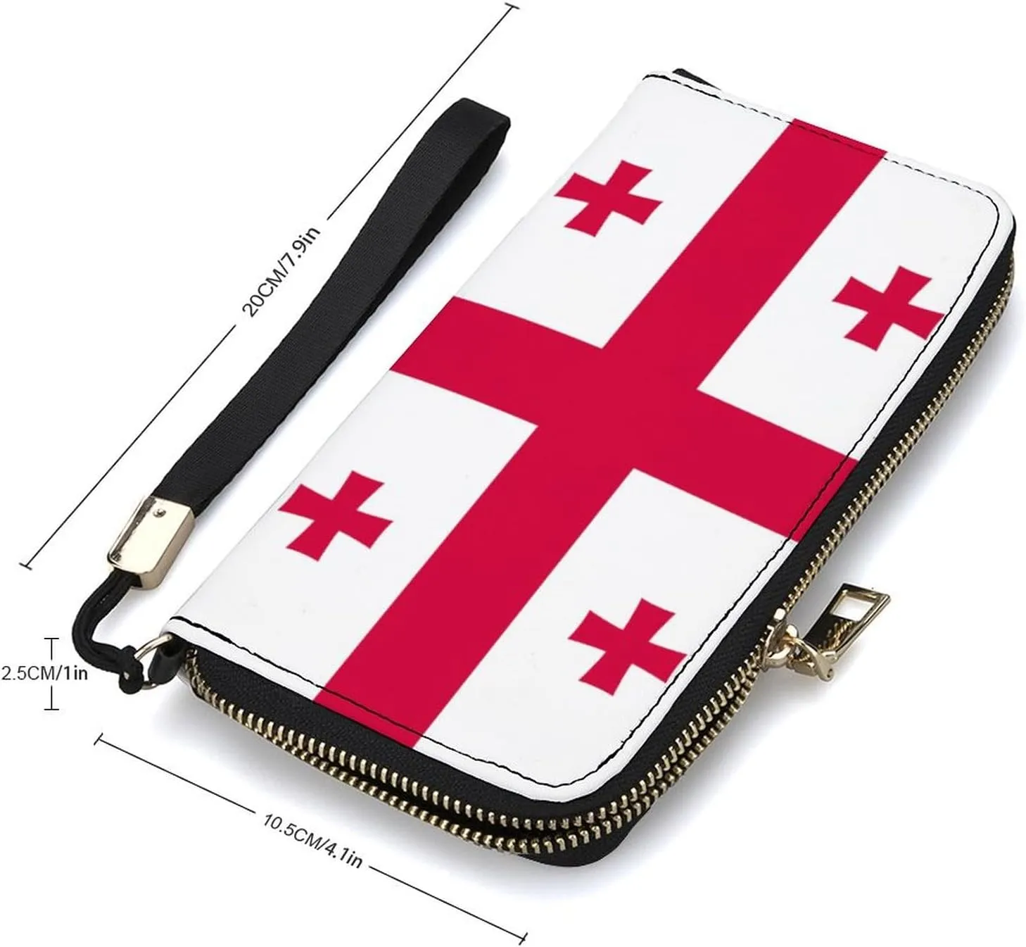 Georgia Flag Long Purse with Removable Wristlet Stylish PU Leather Zipper Wallet for Women Men